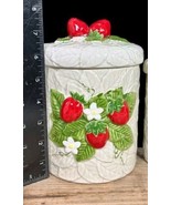 Vtg Strawberry  Canister Lids Sears Roebuck 1980s Retro Cottagecore Medi... - $28.48 CAD