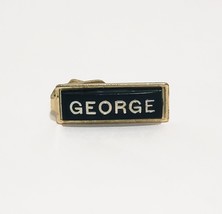George Name Vintage Tie Clip Bar Short Clasp  Black Gold Tone 1&quot; 1950s - £14.72 GBP