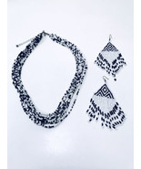 Southwestern Black White 20&quot; Multi Strand Necklace &amp; 4&quot; Dangle Triangle ... - £12.74 GBP