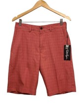 Walter Hagen Golf Shorts Mens 30 Coral Plaid Perfect 11 Collection Flat Front - £15.81 GBP