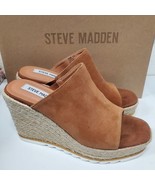 Steve Madden Yair Cognac Suede 7.5 Leather Wedge Sandal - $47.69