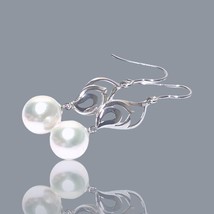 Dazzling Natural White 10.5mm Round Edison Cultured Pearl Dangle Hook Earrings - £80.78 GBP