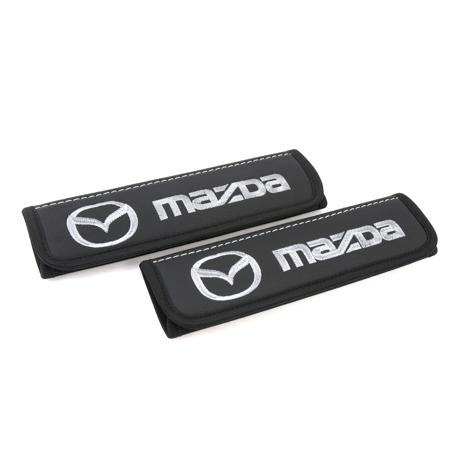 Mazda seat belt covers Leather shoulder pads Interior Accessories with emblem - $35.00