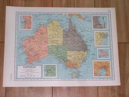 1943 Original Vintage Wwii Map Of Australia Melbourne Sydney South Africa Egypt - £15.08 GBP
