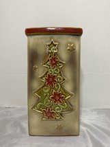 9&quot; Square Ceramic Vase with Christmas Tree and Stars - £15.94 GBP