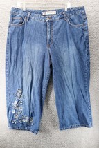 Faded Glory Vintage Womens Jean Capris Embroidered Floral High Rise Deni... - £19.57 GBP
