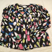 liz claiborne colorful abstract blouse quarter sleeve size medium - £14.09 GBP