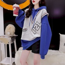 Fashion Hoodie Women Loose Fake Two-piece Hooded Coat 2022 Autumn Trend Design T - £92.31 GBP