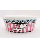 Running Snoopy Dog Dish Pet Food or Water Pink and Blue Stoneware Bowl - £11.67 GBP