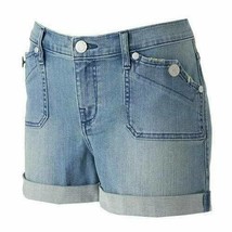 Womens Shorts Denim Rock &amp; Republic Blue Cuffed Jean $58 NEW-size 0 - £13.73 GBP