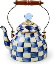 Mackenzie-Childs Blue-and-White Royal Check Tea Kettle 2 Qt - $149.95