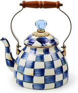 Mackenzie-Childs Blue-and-White Royal Check Tea Kettle 2 Qt - $149.95