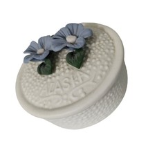 Arctic Kids of Alaska Blue Flower Trinket Dish Jar with Lid Ceramic Souv... - $16.48