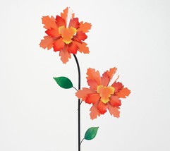 Marigold Double Flower Kinetic Wind Spinner Spinner in Red - $193.99