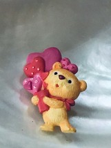 Estate Small Cute Bear Holding Bouquet of Pink &amp; Red Heart Balloons Valentine’s - £6.85 GBP