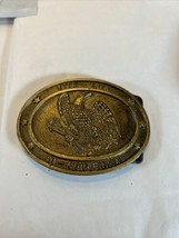 Vintage Bi-Centennial 1776-1976 Brass Belt Buckle Eagle Clutching Arrows USA - £9.32 GBP