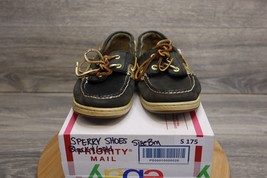 Sperry Slip On Boat Shoe Casual Womens 8 Athletic Black Gold Loafer Leather - £23.78 GBP