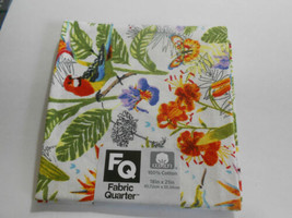 Fat Quarter (new) TROPICAL (flowers, leaves, birds, butterflies) - £5.87 GBP