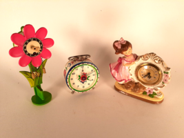 Vintage Clocks, Wind-up and Mini Weight, German, Lindan Daisy, Lot of 3 - £28.11 GBP