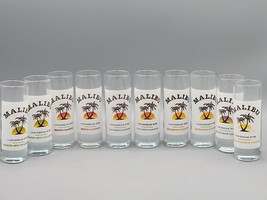 Malibu Rum 2oz Shot Glasses Lot of 10 Coconut Mango Pineapple Passion Fr... - $31.17