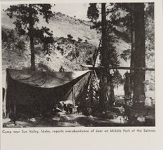 1942 Magazine Photo Tent in Camp Sun Valley,Idaho Deer &amp; Salmon - £8.45 GBP