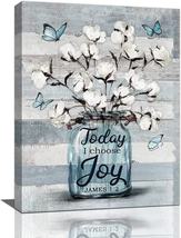 Bathroom Flower Canvas Wall Art 12&quot;X16&quot; - Rustic Floral White Farmhouse Cotton B - £19.72 GBP