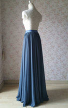Dusty Blue Maxi Chiffon Skirt Outfit Bridesmaid Custom Plus Size Chiffon Skirts image 12
