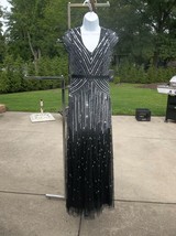 NWT ADRIANNA PAPELL GORGEOUS BLACK &amp;SILVER BEADED GOWN 0 - $199.99