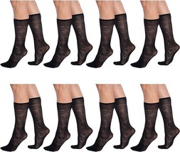 Flower Patterned 8 Pairs Sheer Knee Socks for Women 15 Denier Stay up Band - £10.14 GBP