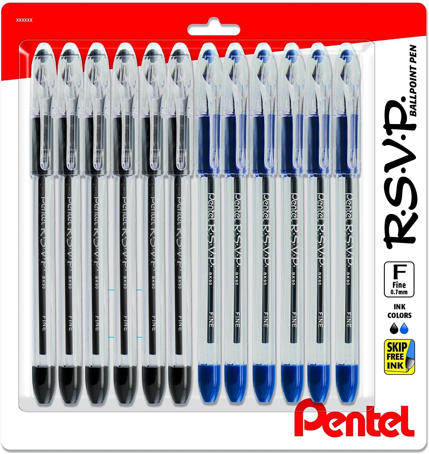 Primary image for Pentel Rsvp Pens Fine Point - Ballpoint - 0 Point 7 Mm - 12 Pack Of 6 Black And