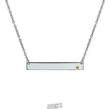 Silver Birthstone Bar Necklace November Citrine Accent - £22.77 GBP