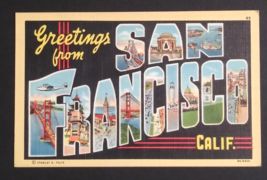 Greetings from San Francisco California Large Letter 1940s Linen Piltz Postcard - £7.50 GBP