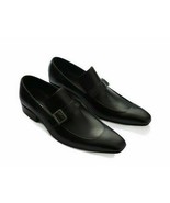 Men&#39;s New Black Monk Single Buckle Strap Derby Toe Genuine Cowhide Leath... - $205.14 CAD+