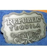 Vintage Belt Buckle 3.5&quot;x2.5&quot; Republic Tequila Texas Star silver tone al... - £12.80 GBP