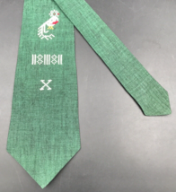 c1940s Handmade White Embroidered Rooster X Green Tie 4&quot; Wide 56&quot; Long USA - £18.19 GBP