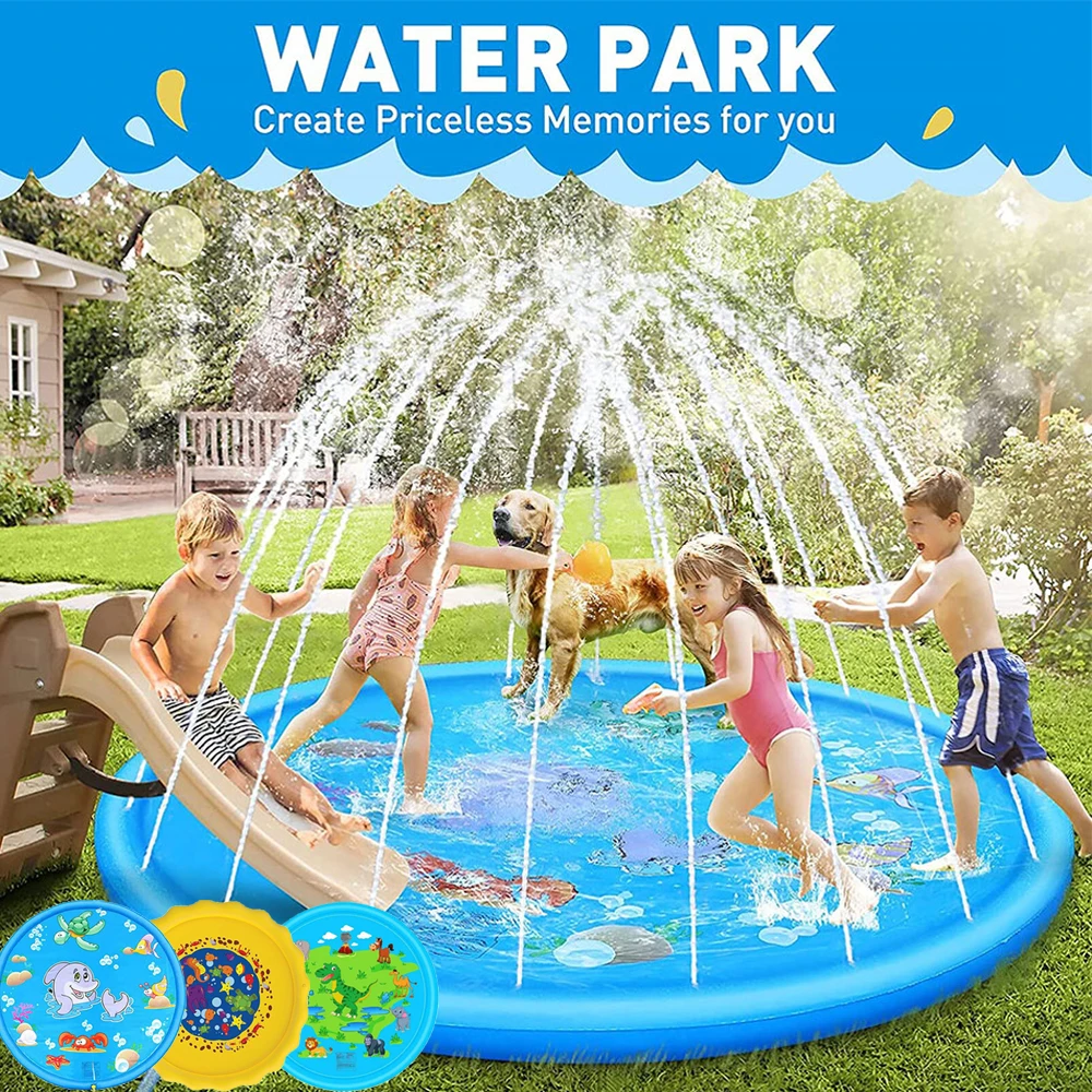 100/170 CM Kids Paddling Pad Inflatable Water Jet Swimming Pool Summer Beach - £21.58 GBP+