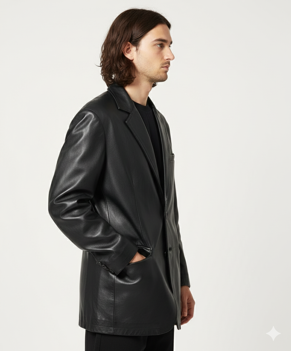 Stylish Lambskin Office Blazer Black Suede Men&#39;s Leather Formal Handmade... - $213.00+