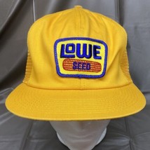 Vintage Lowe Seed Patch Snapback Mesh Trucker Hat USA Corn K Products Yellow - £17.17 GBP