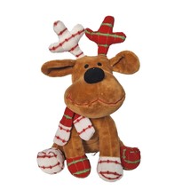 Nanco Reindeer Christmas Patchwork Scarf Plush Stuffed Animal 10&quot; - £20.05 GBP