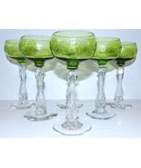 EXQUISITE VINTAGE SET OF 6 ETCHED GLASS 6 5/8&quot; WINE GLASSES ~ST LOUIS~ U... - $512.32