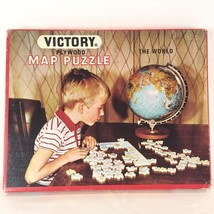 Victory Wood Map Jigsaw Puzzle The World Geography G.J Hayter  England C... - $24.73