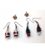 Christmas Holiday Earrings Lot of 3 Pairs Santa Tree Gift Present Festiv... - £6.26 GBP