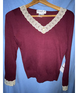 NEW Vintage JOSEPH A. QU&#39;EST-CE QUE C&#39;EST SILK?  Pullover Lace Trim Medi... - £20.37 GBP