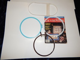 4 Needlepoint/cross stitch hoops 2-8&quot;round plastic 1-6X12 oval&amp;1 spring ... - $9.89