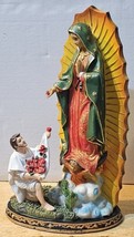 GUADALUPE JUAN DIEGO FLOWER ROSE VIRGIN MARY RELIGIOUS FIGURINE STATUE - £31.47 GBP