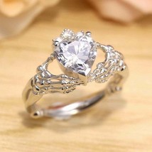 Claddagh Engagement Ring 2.00Ct Heart Cut Simulated Diamond 925 Silver in Size 7 - £107.65 GBP
