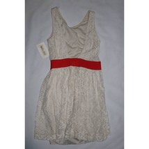 Lulu-Ish Womens Coral Banded Lace Dress Fit &amp; Flare Off White Lined Band S New - £7.96 GBP