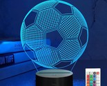 Lampeez Soccer Night Lights for Kids 3D Illusion Football Lights 16 LED ... - $14.95