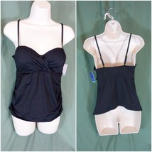 Apt. 9 Tankini Top Size Large Navy Blue Molded Cup Swimsuit Top Ruched Underwire - £13.49 GBP