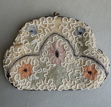 Vintage 30s French Hand-Made Beaded Silk Clutch Purse Nude Flower - $1,631.61 MXN